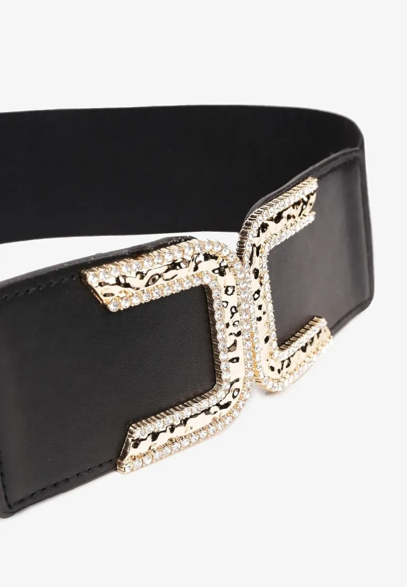 Czarny Pasek z Elastycznego Materiału do Sukienki Narumi