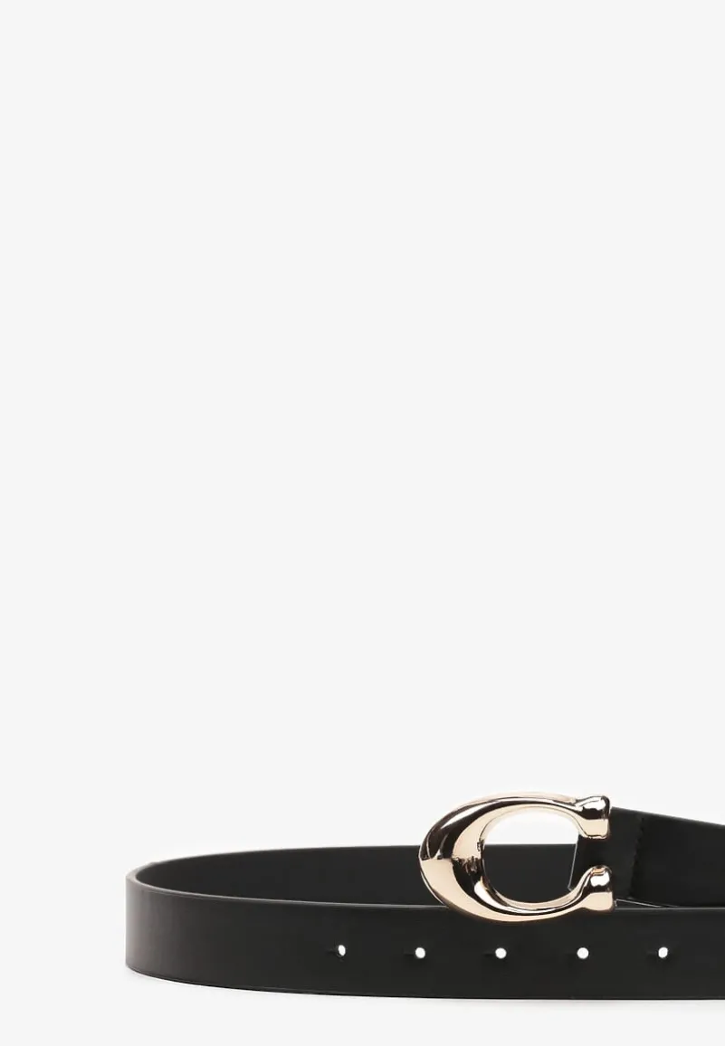 Czarny Pasek z Klamrą o Złotym Połysku Prallia