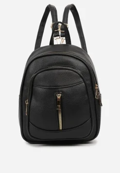 Czarny Plecak na Ramiączkach z Regulacją Wykończony Suwakami Nelsey