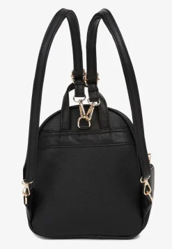 Czarny Plecak Ozdobiony Pikowaniem i Łańcuszkiem z Regulowanymi Odpinanymi Paskami Nelanise