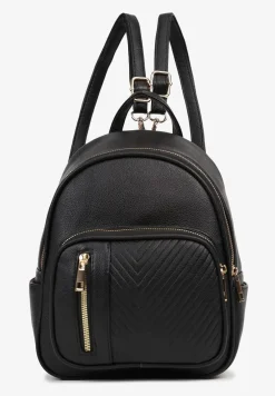 Czarny Plecak Ozdobiony Suwakiem z Regulowanymi Odpinanymi Paskami Ovatia