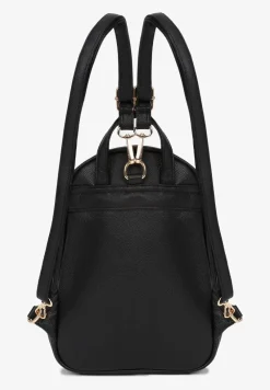 Czarny Plecak Ozdobiony Suwakiem z Regulowanymi Odpinanymi Paskami Ovatia