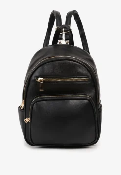 Czarny Plecak Ozdobiony Suwakami z Odpinanymi Paskami z Regulacją Nelmira