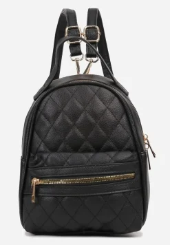 Czarny Plecak Pikowany z Odpinanymi Paskami z Regulacją Zapinany na Suwak Nenatia