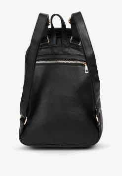 Czarny Plecak z Dodatkową Kieszonką i Frędzlem Moratia