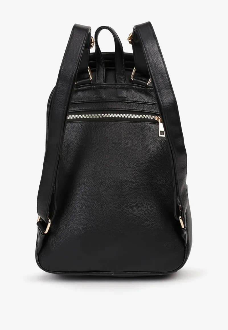 Czarny Plecak z Dodatkową Kieszonką i Frędzlem Moratia