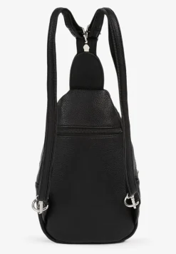 Czarny Plecak z Dwoma Komorami Ozdobiony Klapą Nanovela