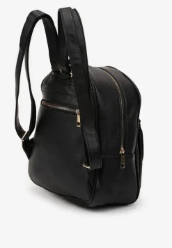 Czarny Plecak z Ekoskóry z Dodatkową Kieszenią z Przodu Deboee