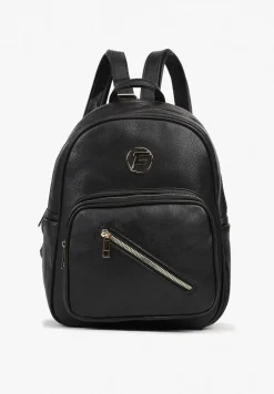 Czarny Plecak z Ozdobną Aplikacją i Suwakiem Milaretta