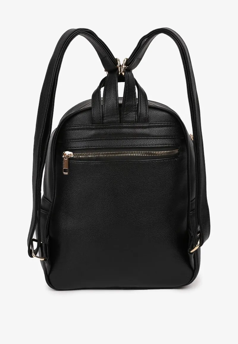 Czarny Plecak z Ozdobnym Pikowaniem na Szelkach Verrilla