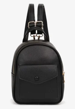 Czarny Plecak z Regulowanymi Odpinanymi Paskami i Ozdobną Kieszonką na Magnes Nelvera