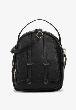 Czarny Plecak z Regulowanymi Szelkami i Ozdobną Kieszenią z Klapą z Przodu Lucibella