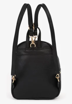 Czarny Plecak z Regulowanymi Odpinanymi Paskami Ozdobiony Kieszonką z Klapą Nelope