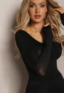 Czarny Siateczkowy Komplet Bielizny Termicznej Legginsy i Longsleeve Numista