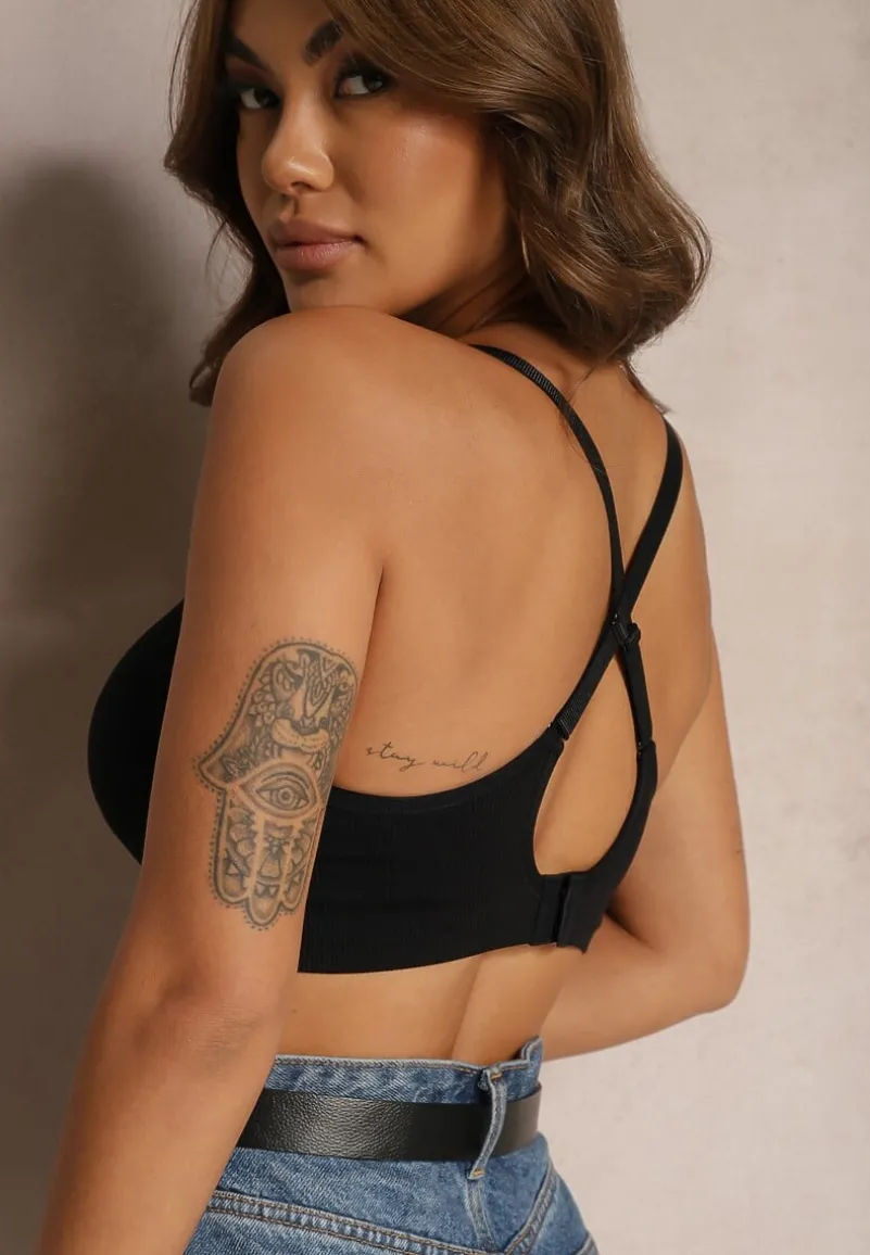 Czarny Sportowy Biustonosz z Ramiączkami na Krzyż Goolia