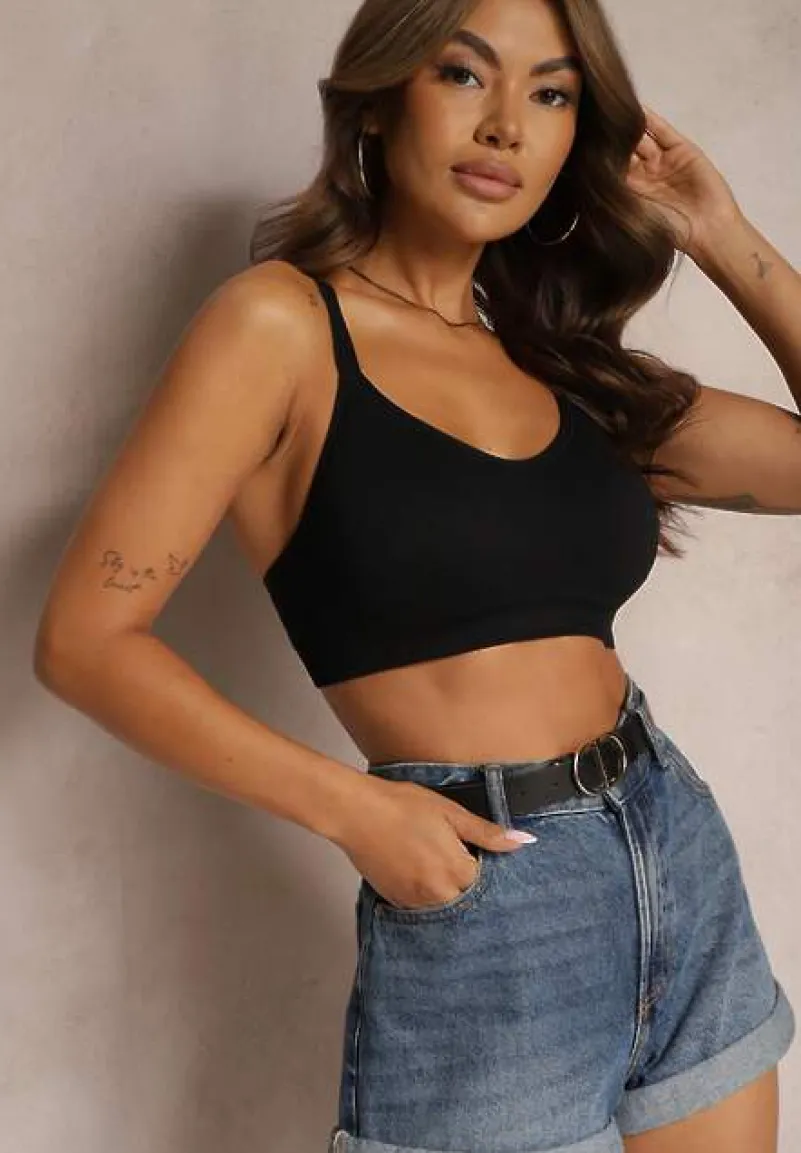 Czarny Sportowy Biustonosz z Ramiączkami na Krzyż Goolia