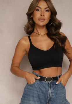 Czarny Sportowy Biustonosz z Ramiączkami na Krzyż Goolia