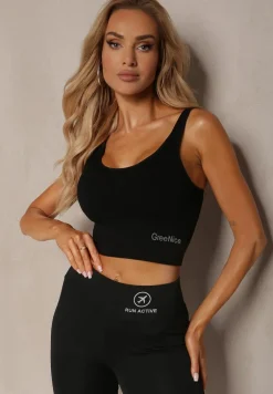 Czarny Sportowy Top na Ramiączkach Noroolia