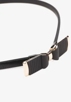 Czarny Sprężynowy Pasek z Elegancką Klamerką Maryum