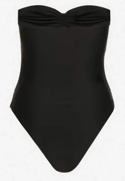 Czarny Strój Kąpielowy Jednoczęściowy z Usztywnionymi Miseczkami Kwiatami 3D i Wycięciami Irisfay