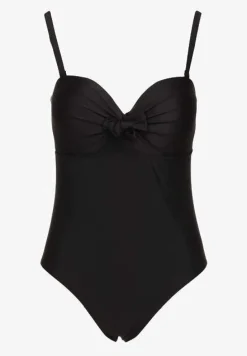 Czarny Strój Kąpielowy z Ozdobnym Wiązaniem Temelea