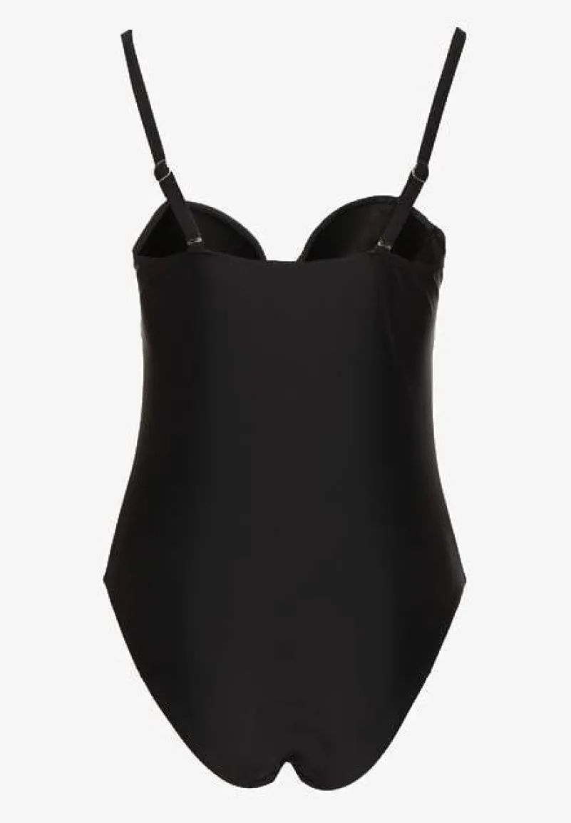 Czarny Strój Kąpielowy z Ozdobnym Wiązaniem Temelea