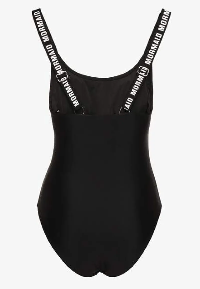 Czarny Strój Kąpielowy z Usztywnianymi Miseczkami Ozdobiony Napisami Tenera