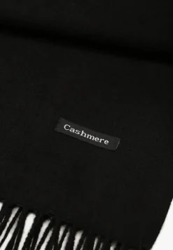 Czarny Szalik z Bawełny i Wiskozy o Kwadratowym Fasonie z Frędzlami Merya