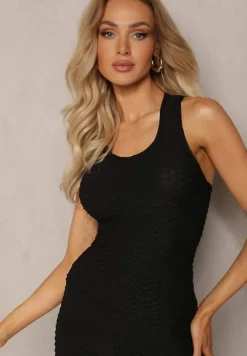 Czarny Tank Top z Tłoczonym Wzorem Aeronna