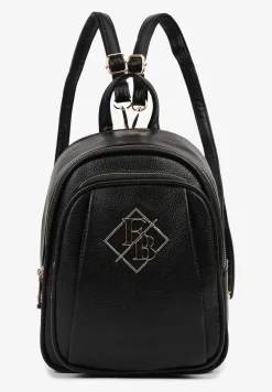 Czarny Trapezowy Plecak Zdobiony Elegancką Aplikacją Nanilia