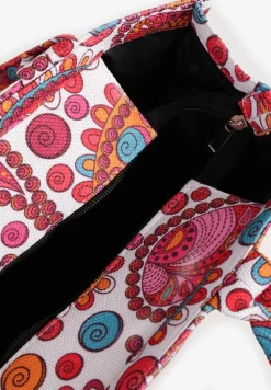 Czerwona Torebka Shopperka z Napisem i Wzorem Paisley Davirna