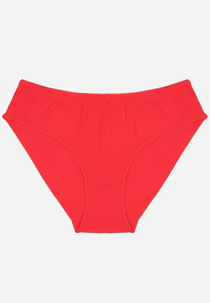 Czerwone Bawełniane Majtki Figi Wykończone Ozdobną Nitką Besivia