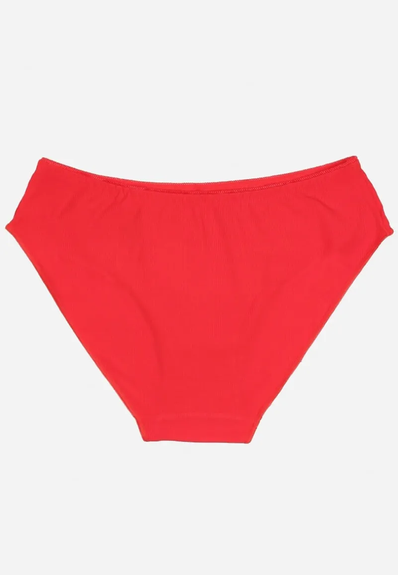 Czerwone Bawełniane Majtki Figi Wykończone Ozdobną Nitką Besivia