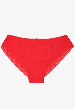 Czerwone Bawełniane Majtki z Kokardą i Koronką Tamielis