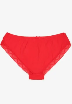 Czerwone Bawełniane Majtki z Kokardą i Koronką Tamielis