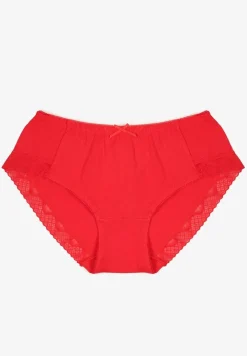 Czerwone Bawełniane Majtki o Kroju Fig z Kokardką i Koronką Tamiseth