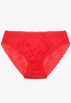 Czerwone Bawełniane Majtki Typu Figi z Koronką Edirives