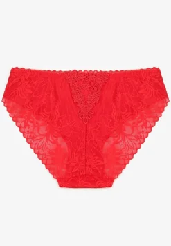 Czerwone Bawełniane Majtki Typu Figi z Koronką Edirives