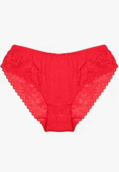 Czerwone Bawełniane Majtki Typu Figi Ozdobione Koronką Arrivania