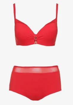 Czerwone Bikini Biustonosz Zdobiony Aplikacją i Majtki Typu Figi Iffirelle