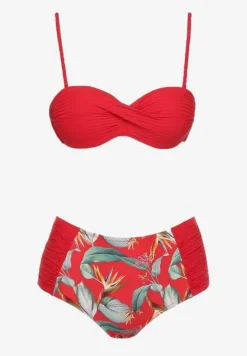 Czerwone Bikini Dwuczęściowe Usztywniony Biustonosz i Figi z Wzorem Quetella