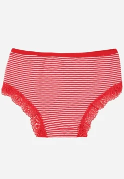 Czerwone Koronkowe Majtki Figi z Bawełny Kathrin