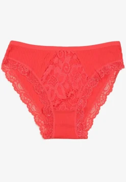 Czerwone Koronkowe Majtki Figi z Bawełny z Gumką w Pasie Amivia