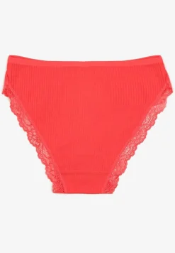 Czerwone Koronkowe Majtki Figi z Bawełny z Gumką w Pasie Amivia