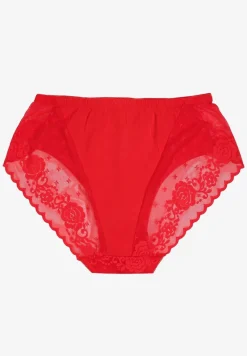Czerwone Koronkowe Majtki Figi z Bawełny Kelista