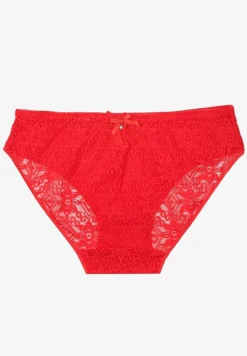 Czerwone Koronkowe Majtki Typu Figi z Ozdobną Kokardką Nilwia