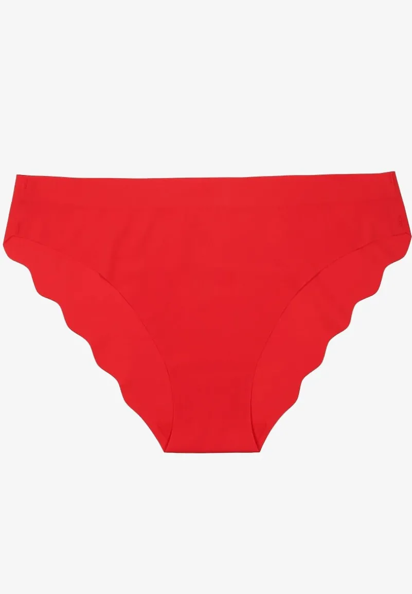 Czerwone Majtki Bezszwowe Typu Figi Ozdobione Falbanką Veloti