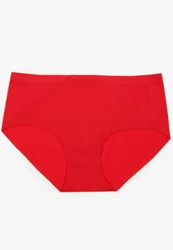 Czerwone Majtki Figi High Waist z Bezszwowym Wykończeniem Kolaniris