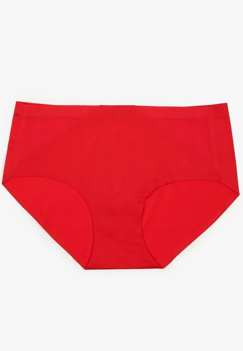 Czerwone Majtki Figi High Waist z Bezszwowym Wykończeniem Kolaniris