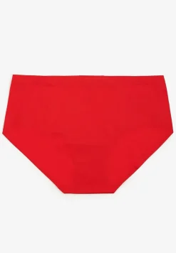 Czerwone Majtki Figi High Waist z Bezszwowym Wykończeniem Kolaniris